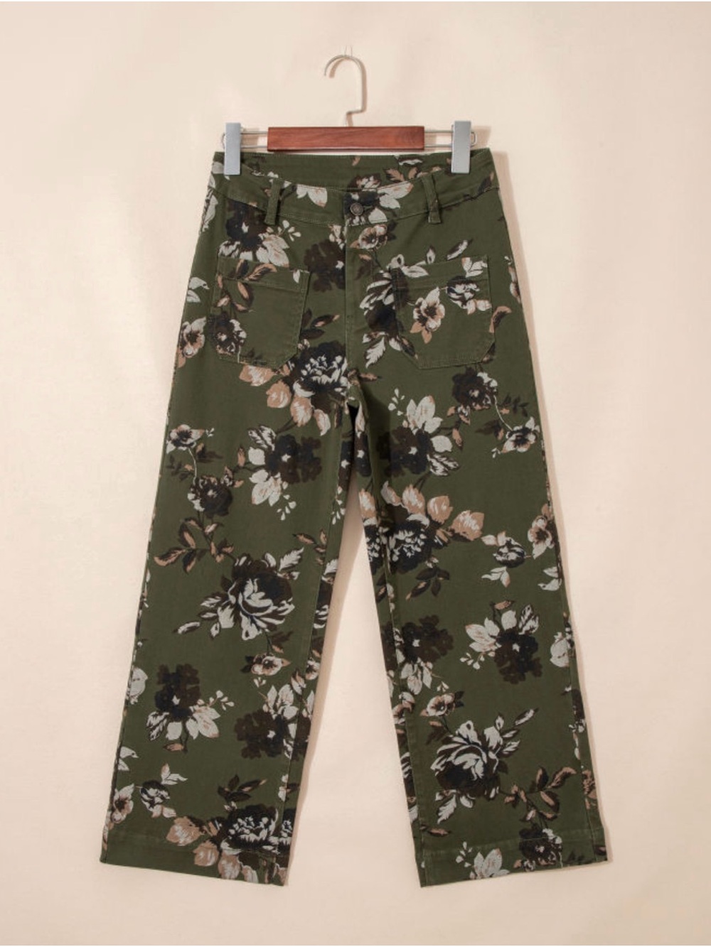 Olive Green Floral Pants